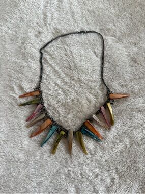 Multicolor Statement Necklace Colorful Teardrop Charms Boho Eclectic